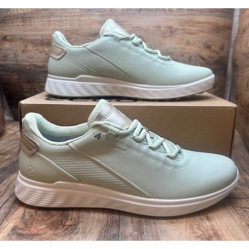 ECCO Women's S-Casual Lace Waterproof Leather Golf Shoes Matcha Green NIB 9-9.5